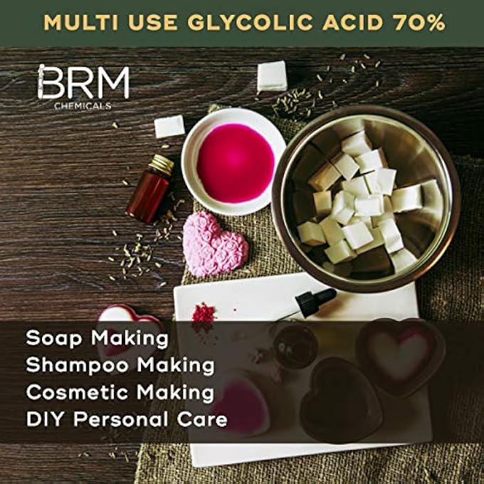 BRM CHEMICALS GLYCOLIC ACID 70% - 500 GRAMS FOR CLEANSERS, CREAMS, MASKS, COSMETIC MAKING & DIY PERSONAL CARE FOR FACE, HAIR, SKIN & BODY - Image 2